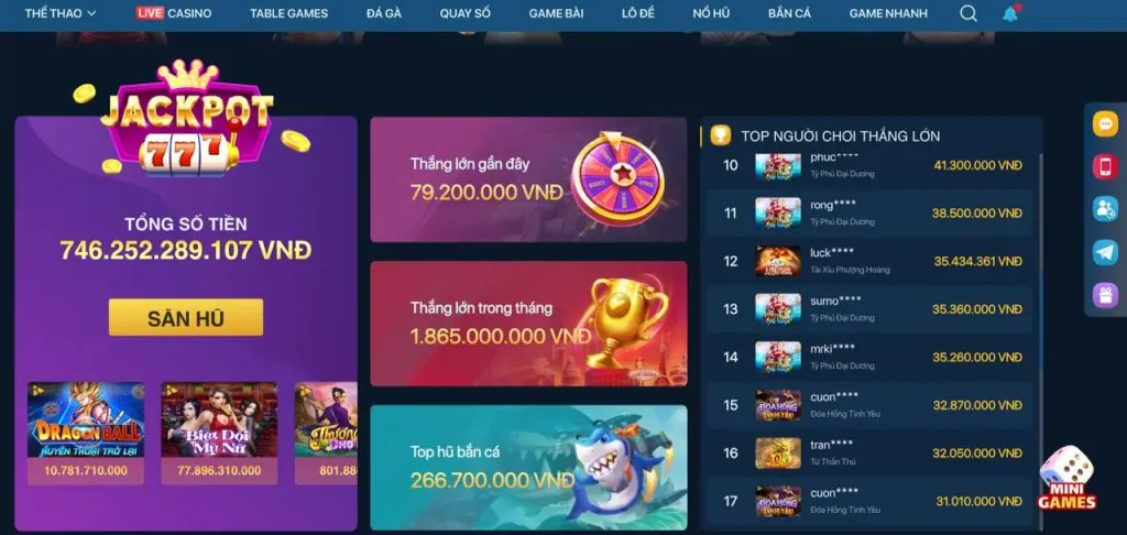 Các loại trò chơi Nổ Hũ tại 7clubs